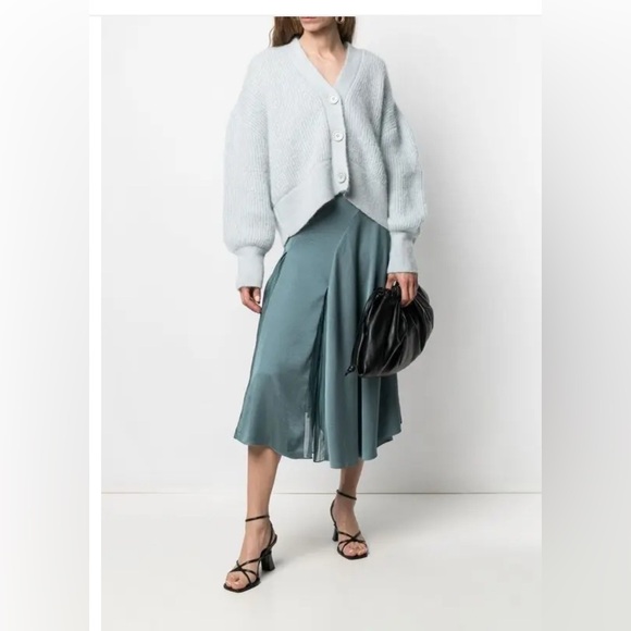 Vince Pleat-Detail Midi Skirt Drape Asymmetric Hem , size 0/XS - Picture 12 of 13